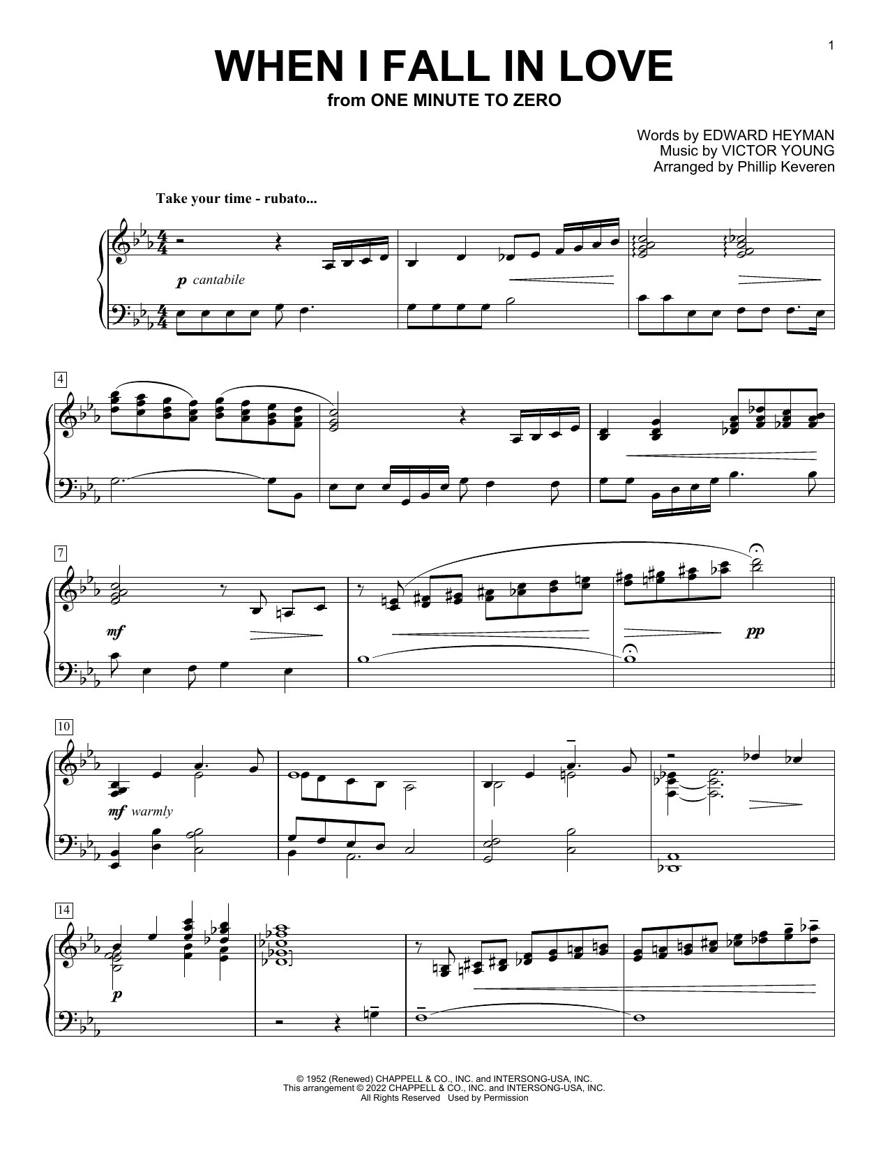 Product gallery: Page 1 of 1 When I Fall In Love (arr. Phillip Keveren), Edward Heyman