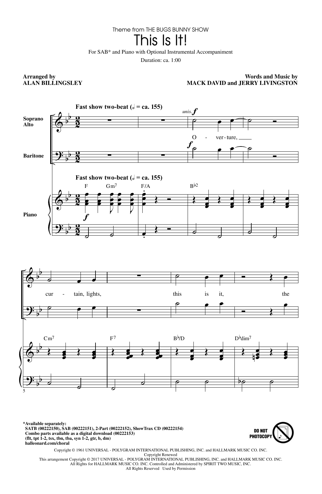 Product picture to: This Is It (arr. Alan Billingsley)