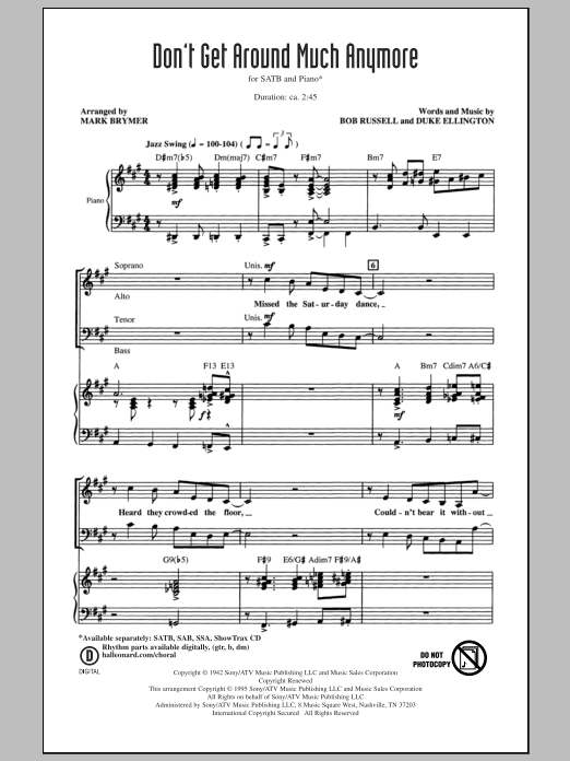 Product picture to: Don't Get Around Much Anymore (arr. Mark Brymer)