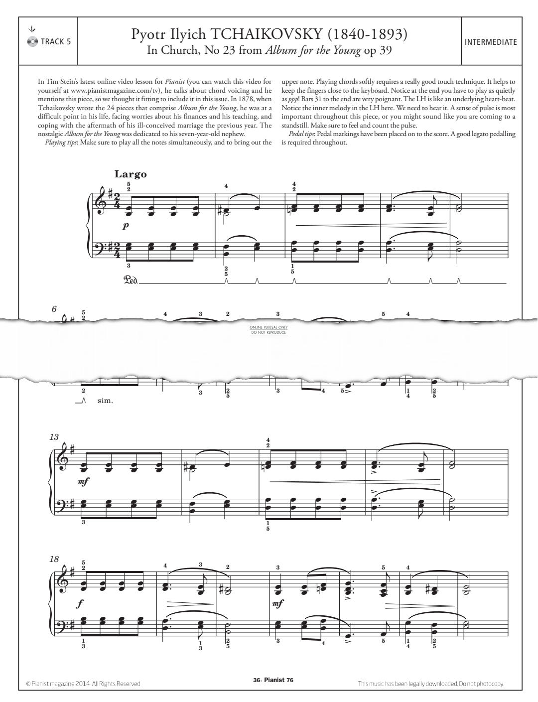 Product gallery: Page 1 of 1 In Church, No.23 (from 'Album for the Young' Op.39), Pyotr Ilyich Tchaikovsky