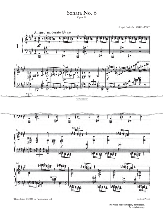Produktgalerie: Seite 1 von 1 Sonata No.6 Op.82, Sergei Prokofiev, Klavier
