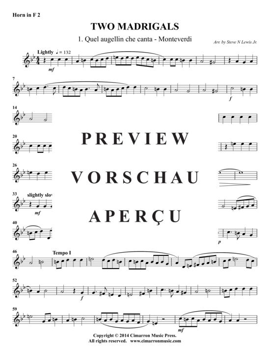 Produktgalerie: Seite 9 von 16 Zwei Madrigale , , (Horn-Quintett)