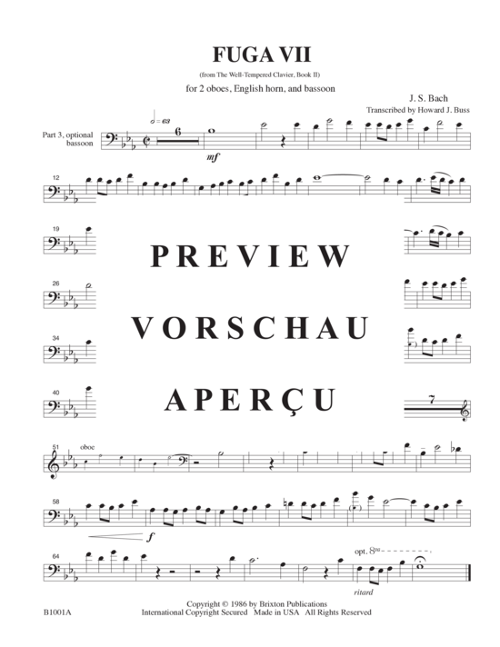 gallery: Fuga VII , , (2 Oboen, Englischhorn und Fagott)