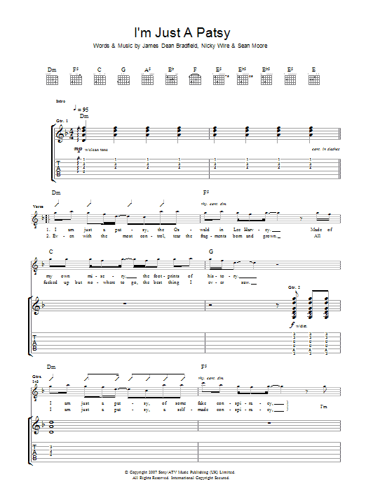 Produktgalerie: Seite 1 von 1 I'm Just A Patsy, Manic Street Preachers, Gitarre