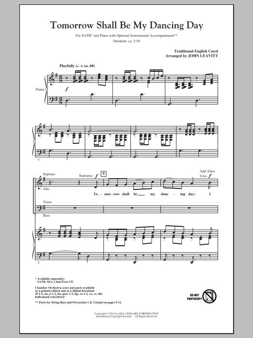 Product gallery: Page 1 of 1 Tomorrow Shall Be My Dancing Day, John Leavitt