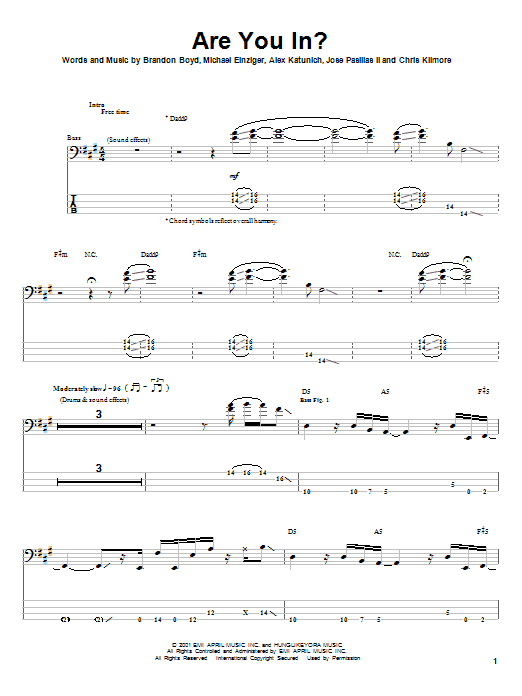 Produktgalerie: Seite 1 von 1 Are You In?, Incubus, E-Bass