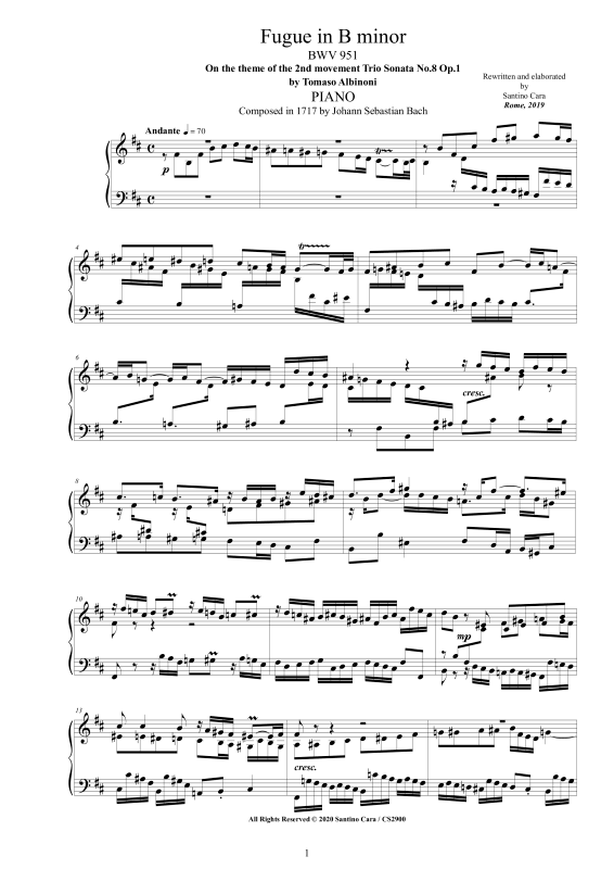 Product picture to: Fugue in B minor BWV 951Johann Sebastian Bach