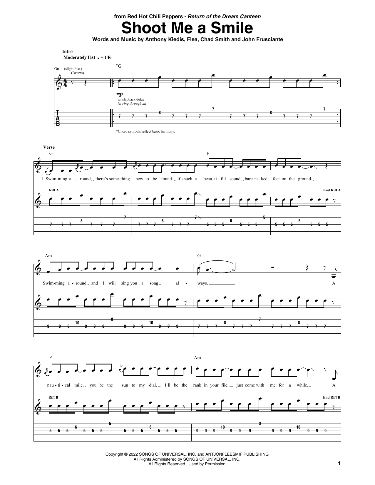Produktgalerie: Seite 1 von 1 Shoot Me A Smile, Red Hot Chili Peppers, Gitarre