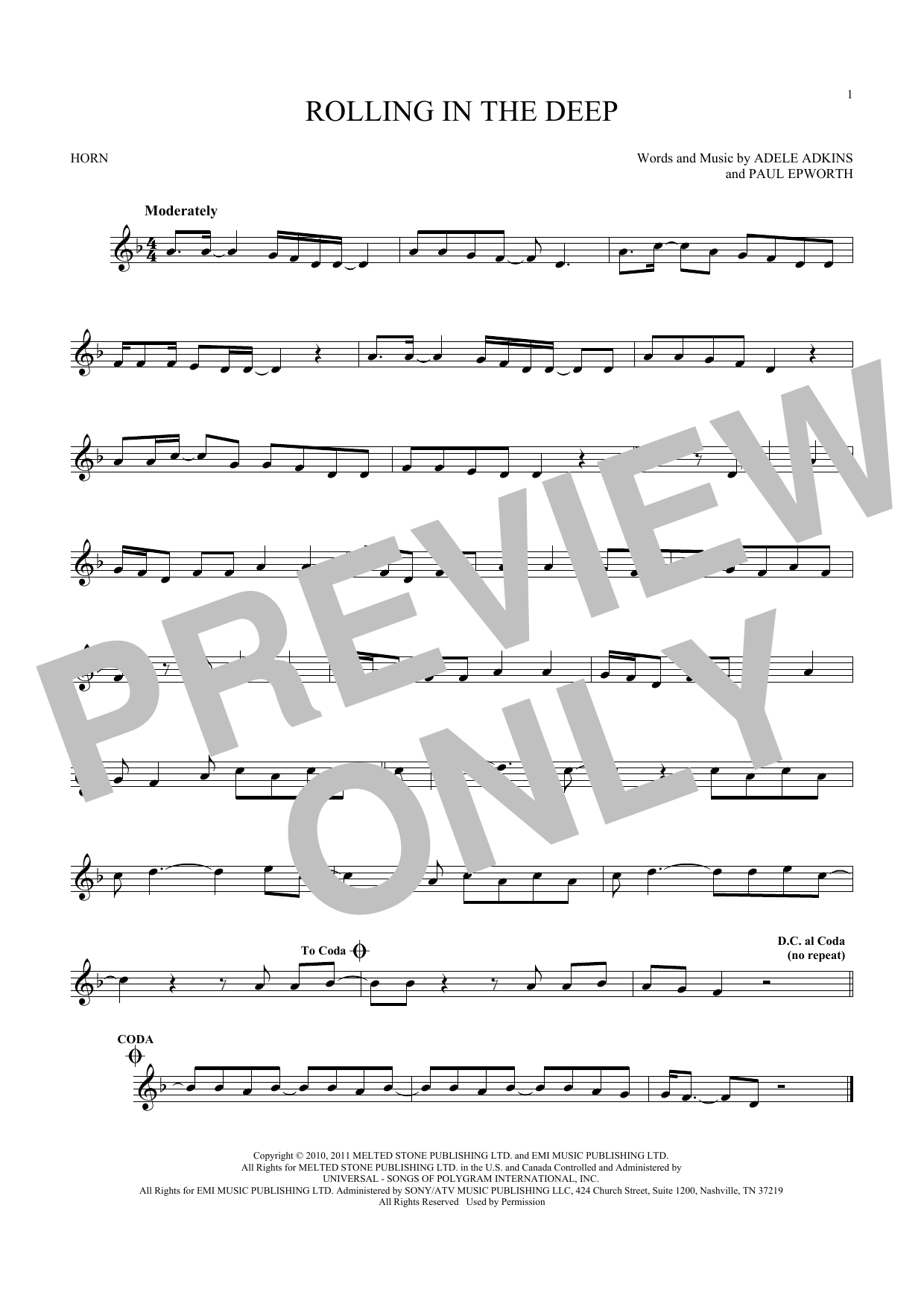 Produktgalerie: Seite 1 von 1 Rolling In The Deep, Adele, Horn