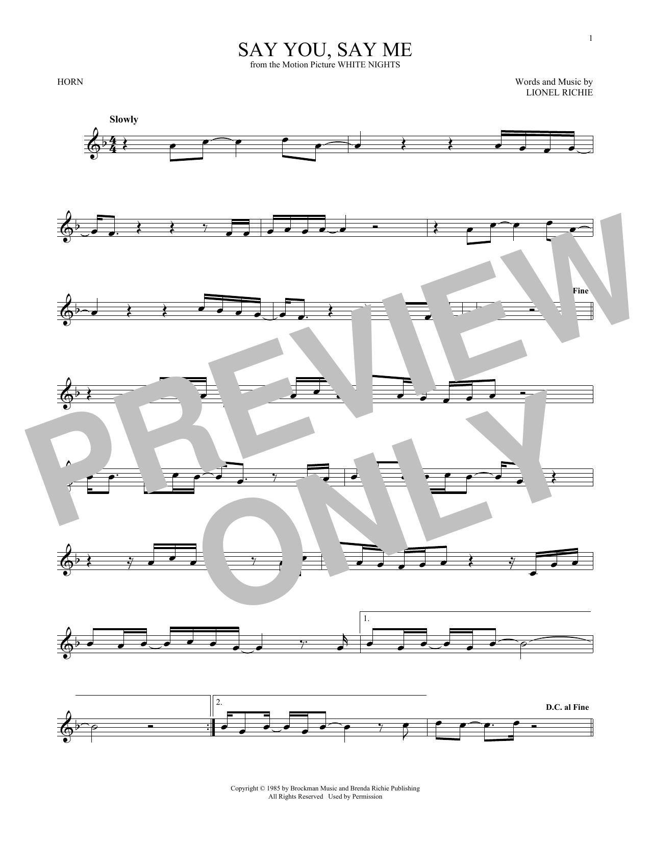 Product picture to:  Say You, Say Me - Lionel Richie