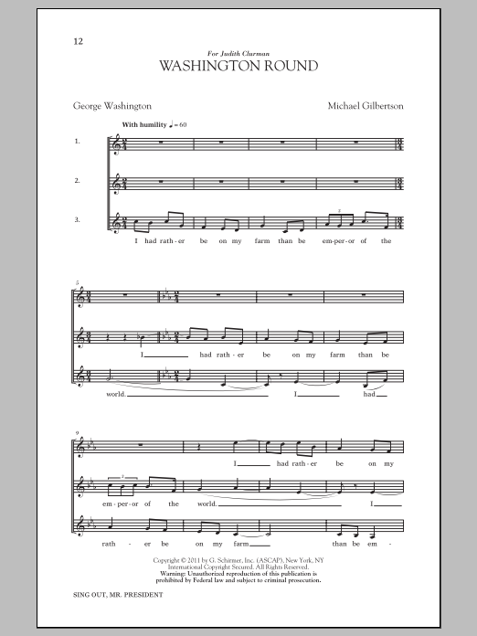 Produktgalerie: Seite 1 von 1 Washington Round, Michael Gilbertson, Chor