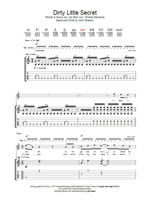 Produktgalerie: Seite 1 von 1 Dirty Little Secret, Bon Jovi, Gitarre