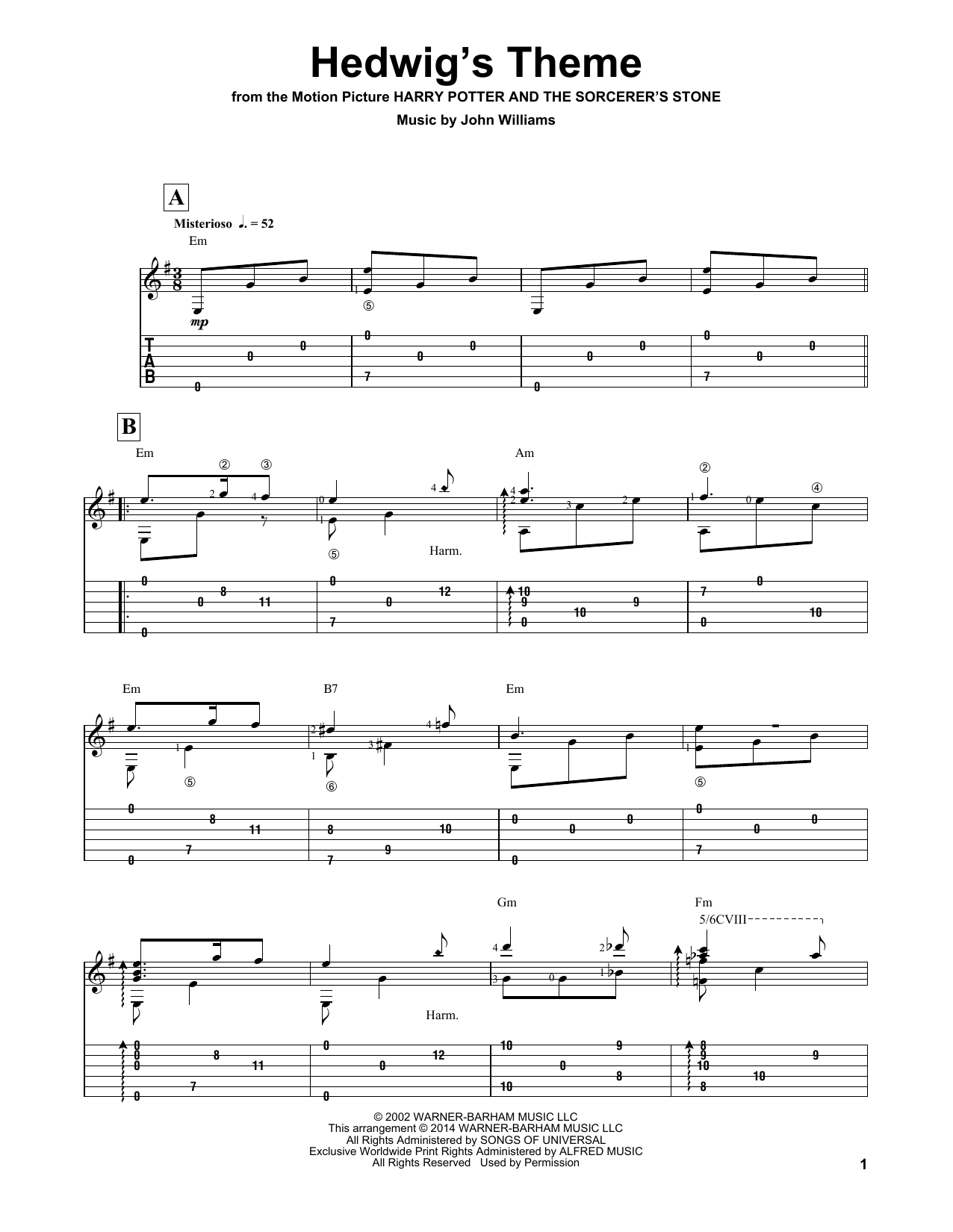 Produktbild zu: Hedwig's Theme (arr. Ben Woolman) (from Harry Potter And The Sorcerer's Stone)