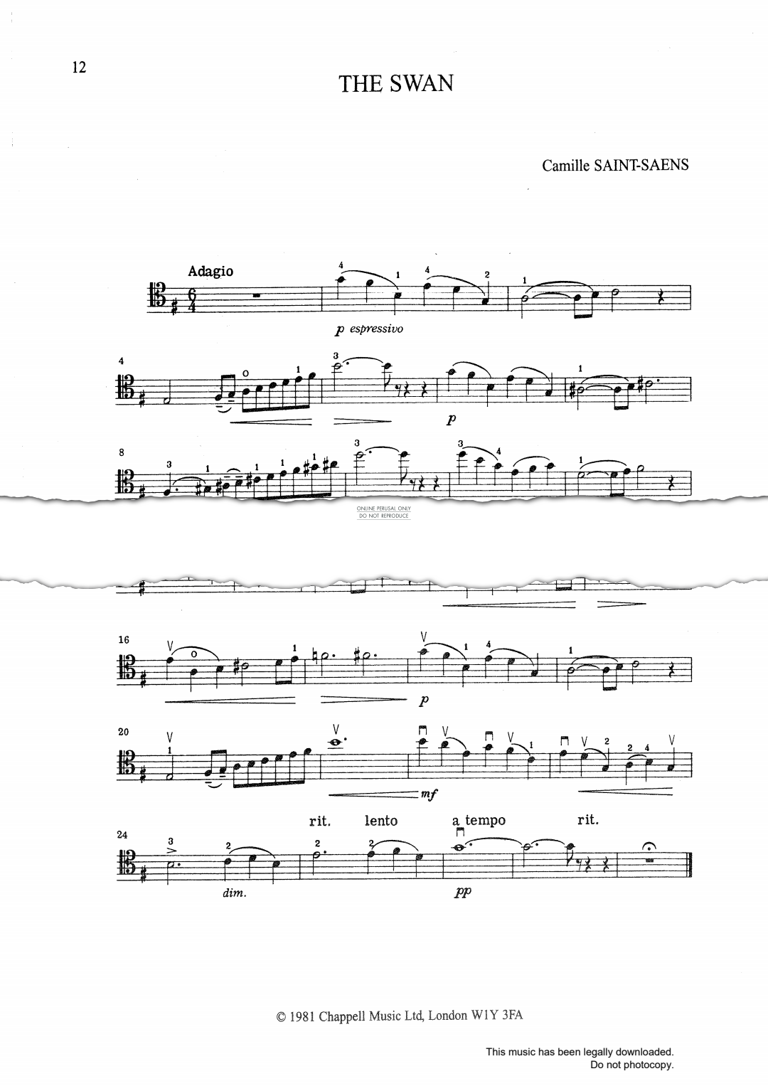 gallery: The Swan, Camille Saint-Saëns
