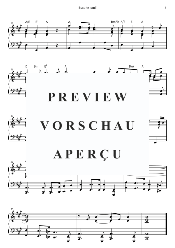 Produktgalerie: Seite 6 von 6 Bucurie lumii - Un imn triumfal de Craciun în La major, , Klavier Solo