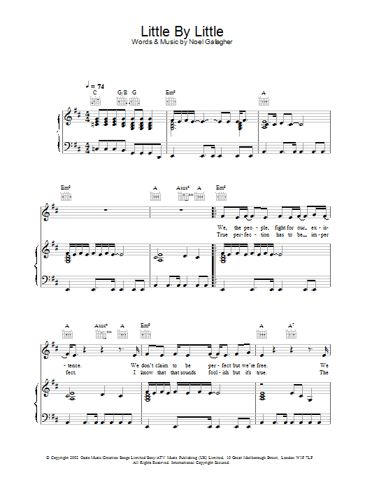 Produktgalerie: Seite 1 von 1 Little By Little, Oasis, Gesang, Gitarre, Klavier