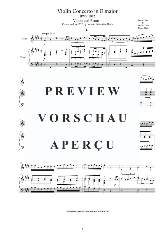 Produktgalerie: Seite 2 von 11 Violin Konzert E-Dur BWV 1042, , Violine und Klavier