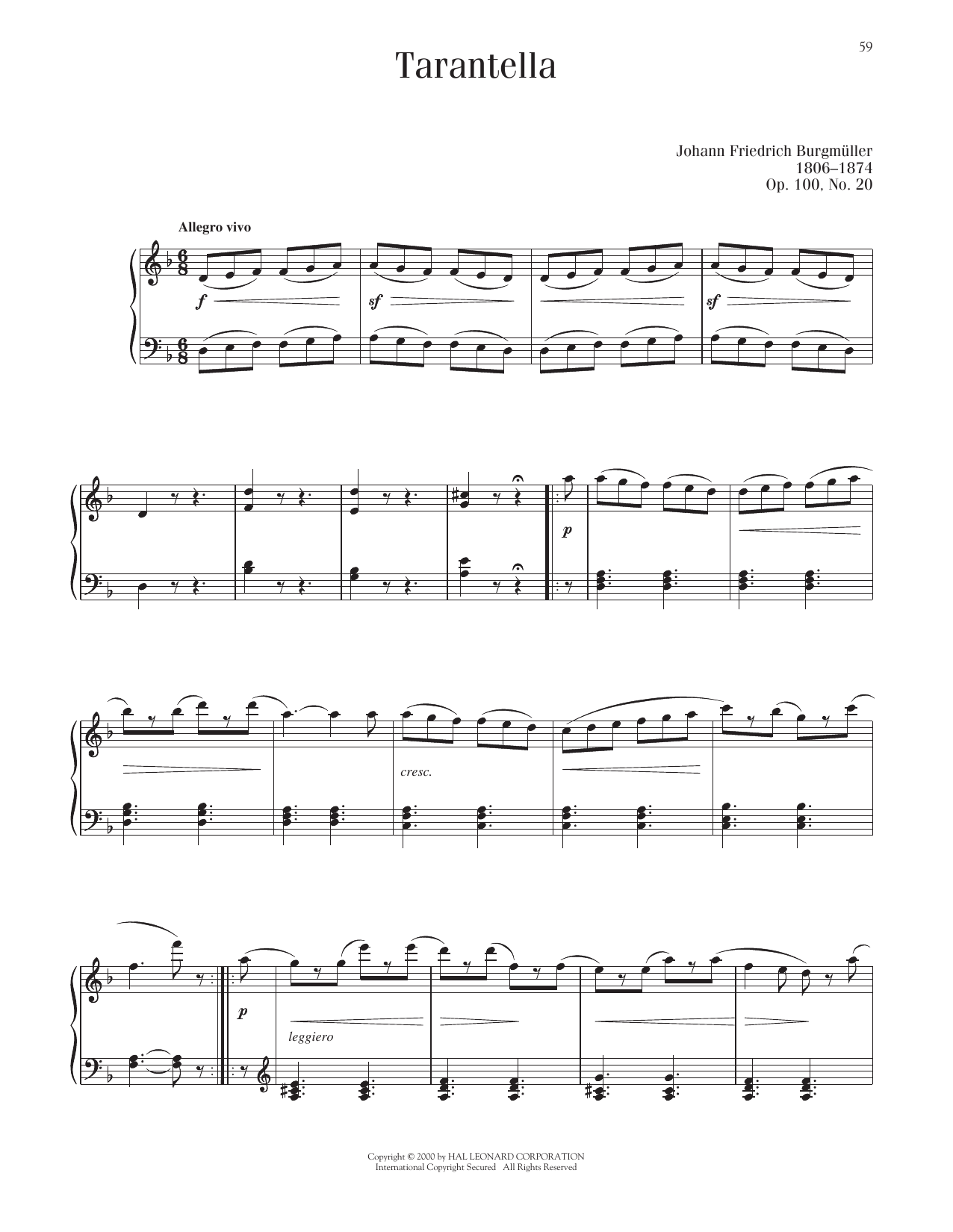 Produktbild zu: Tarantella, Op. 100, No. 20
