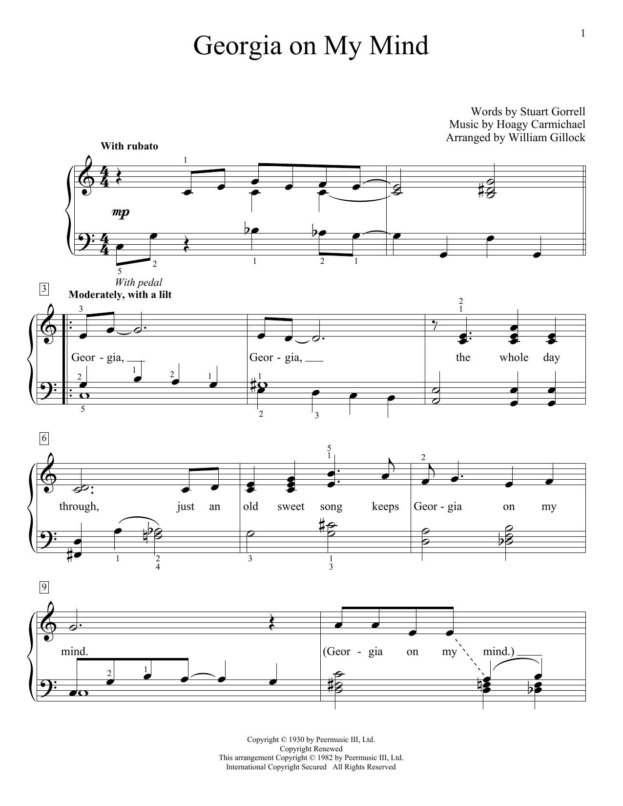 Produktgalerie: Seite 1 von 1 Georgia On My Mind, William Gillock, Klavier