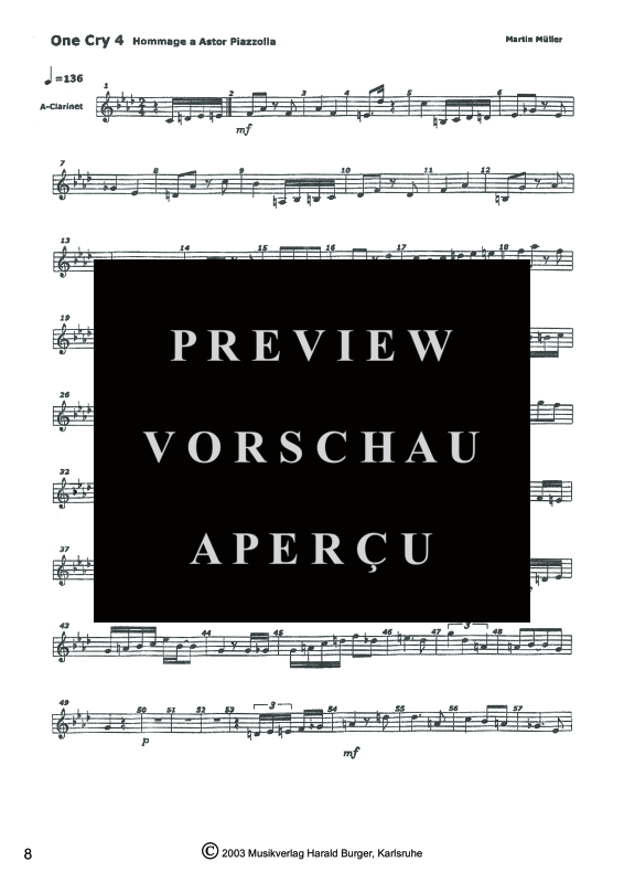 gallery: One Cry For Argentina - Suite für ein Melodieinstrument & Gitarre, , A-Klarinette - Einzelstimme
