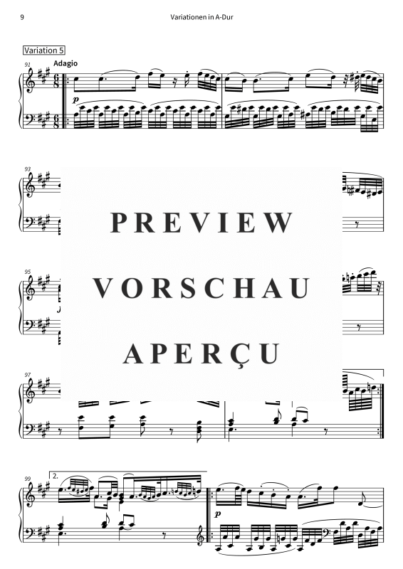 Produktgalerie: Seite 11 von 11 Variationen in A-Dur - Andante grazioso aus der Klaviersonate Nr. 11, KV 331, Wolfgang Amadeus Mozart, Klavier Solo