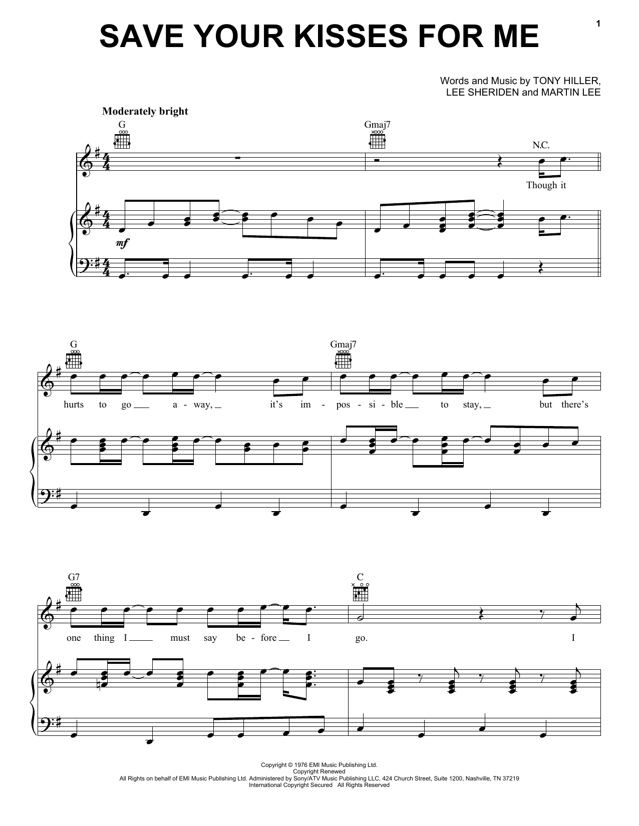 Produktgalerie: Seite 1 von 1 Save Your Kisses For Me, Brotherhood Of Man, Gesang, Gitarre, Klavier