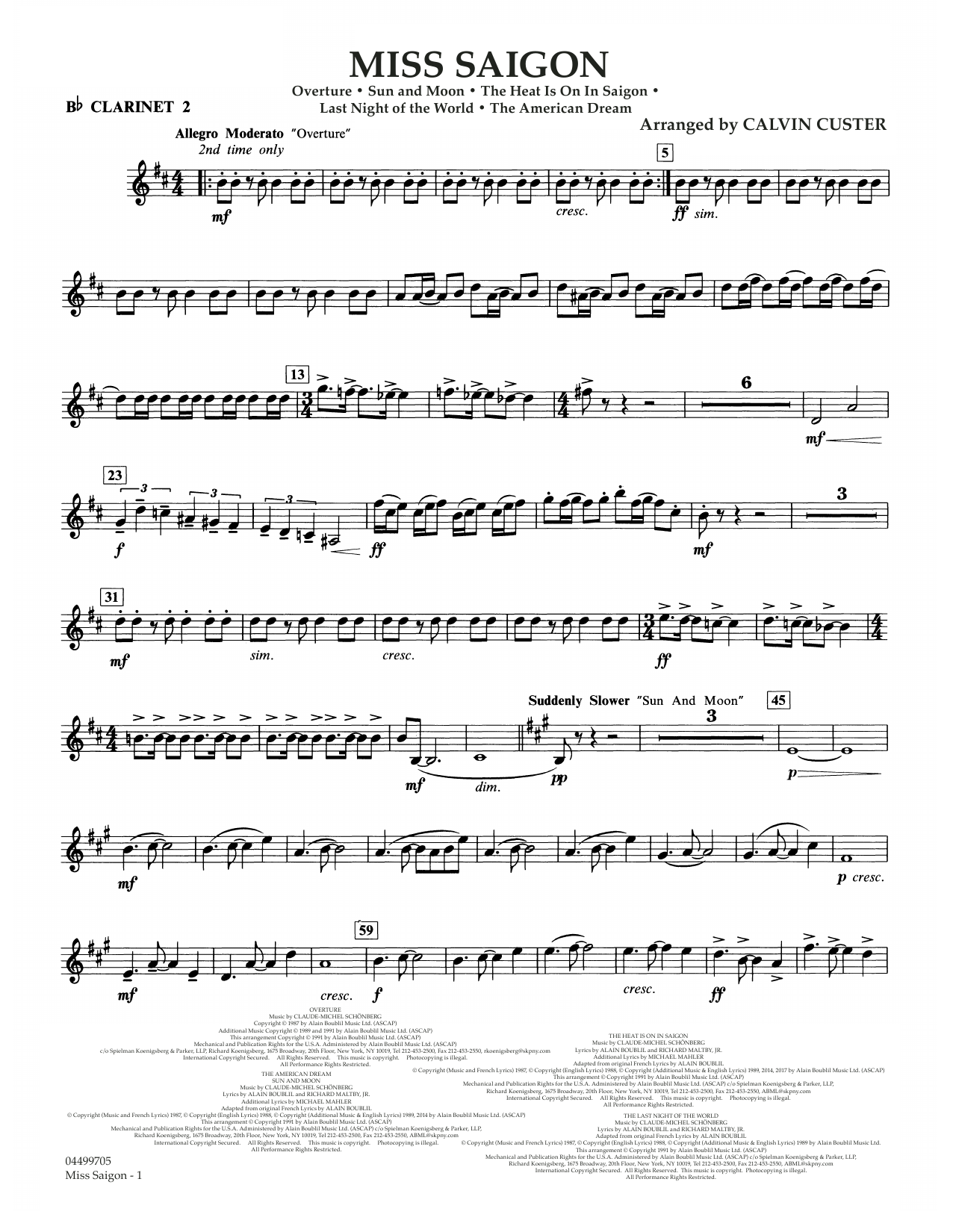 Produktbild zu: Miss Saigon (arr. Calvin Custer) - Bb Clarinet 2