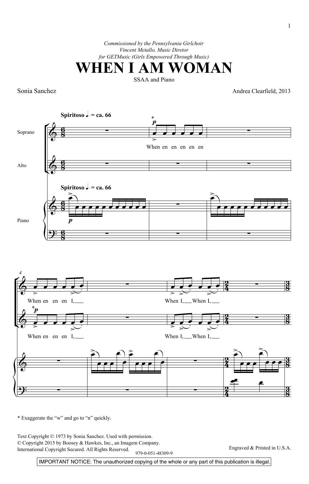 Produktgalerie: Seite 1 von 1 When I Am Woman, Andrea Clearfield, Chor
