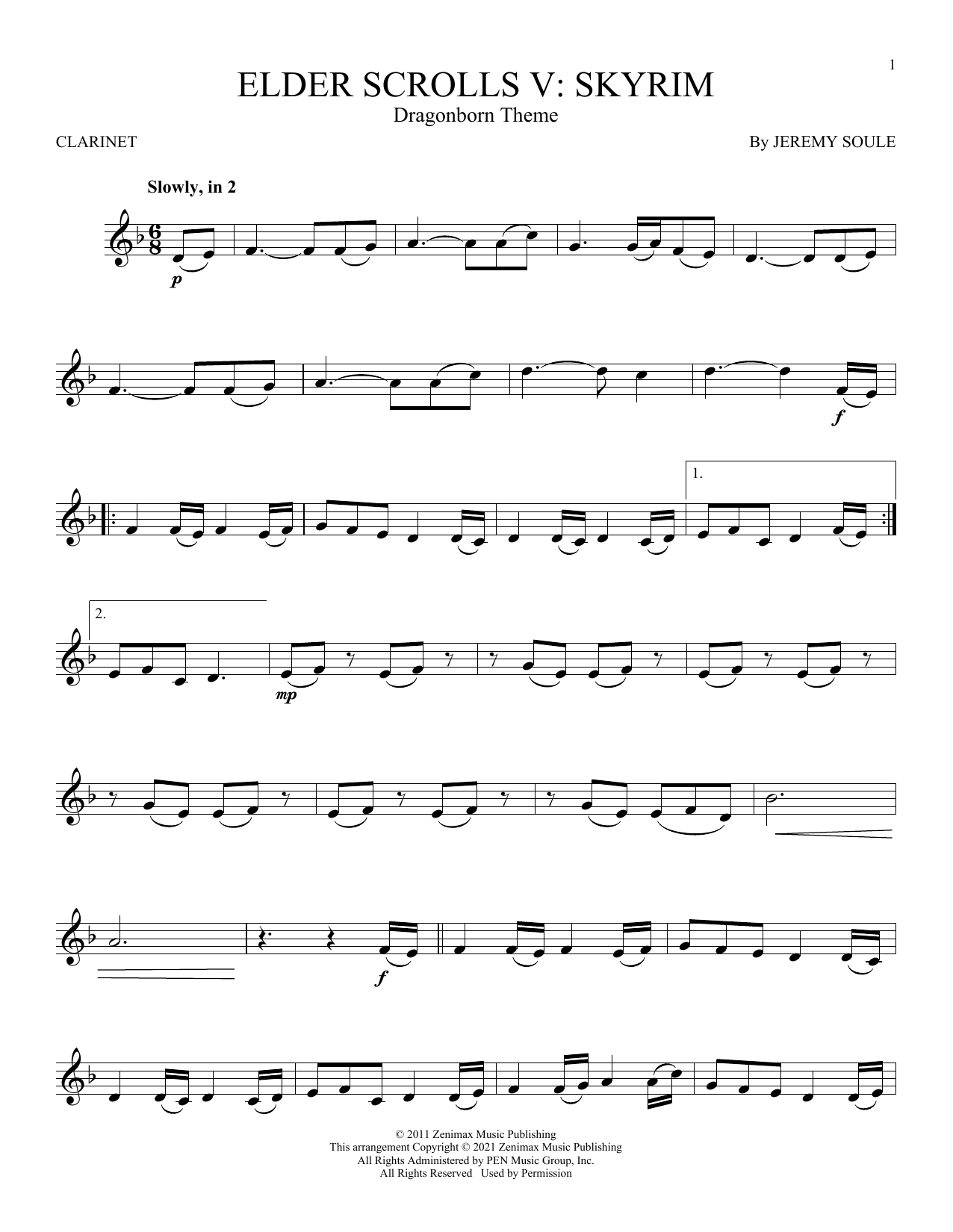 Product gallery: Page 1 of 1 Dragonborn (Skyrim Theme), Jeremy Soule