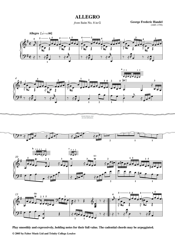 Product gallery: Page 1 of 1 Allegro from Suite No.8 In G, George Frideric Handel