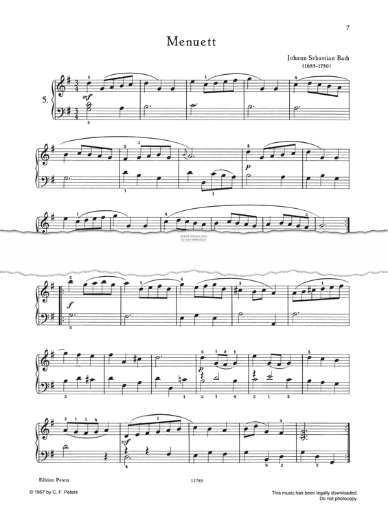 Produktgalerie: Seite 1 von 1 Menuett G-major, Johann Sebastian Bach, Klavier