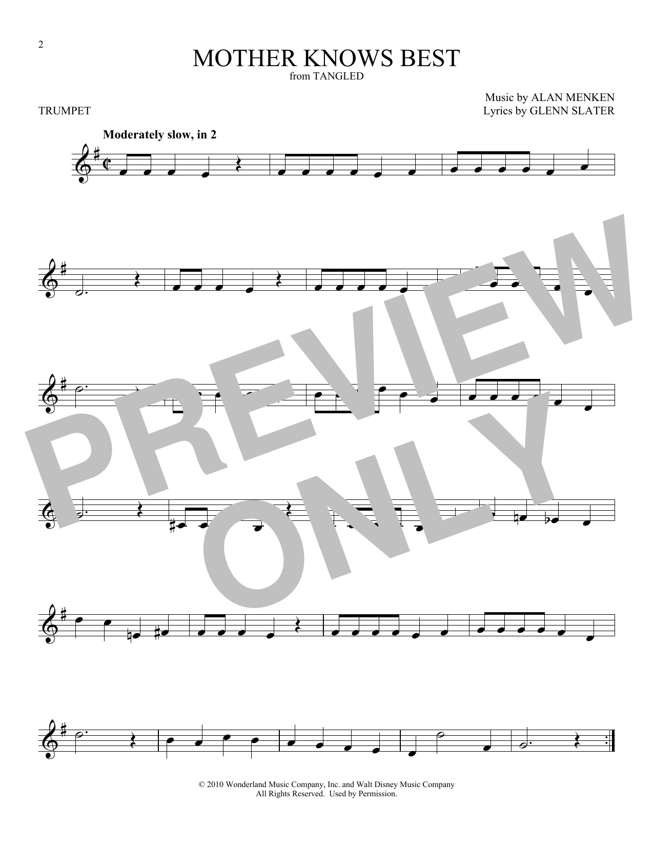Produktgalerie: Seite 1 von 1 Mother Knows Best (from Disney's Tangled), Donna Murphy, Trompete