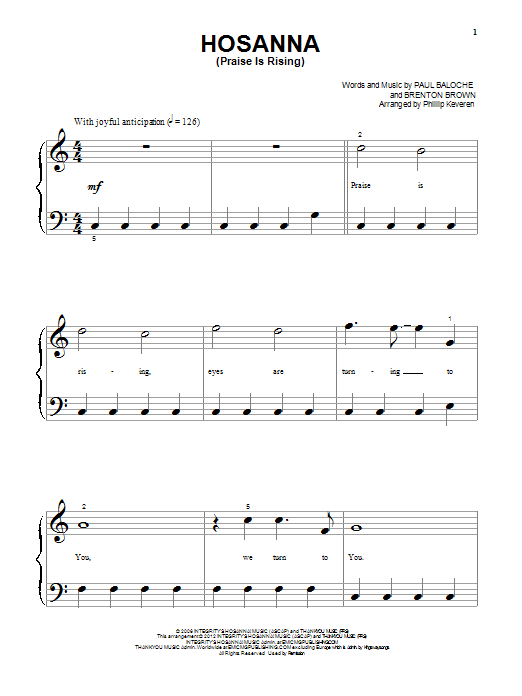 Produktgalerie: Seite 1 von 1 Hosanna (Praise Is Rising), Paul Baloche, Klavier