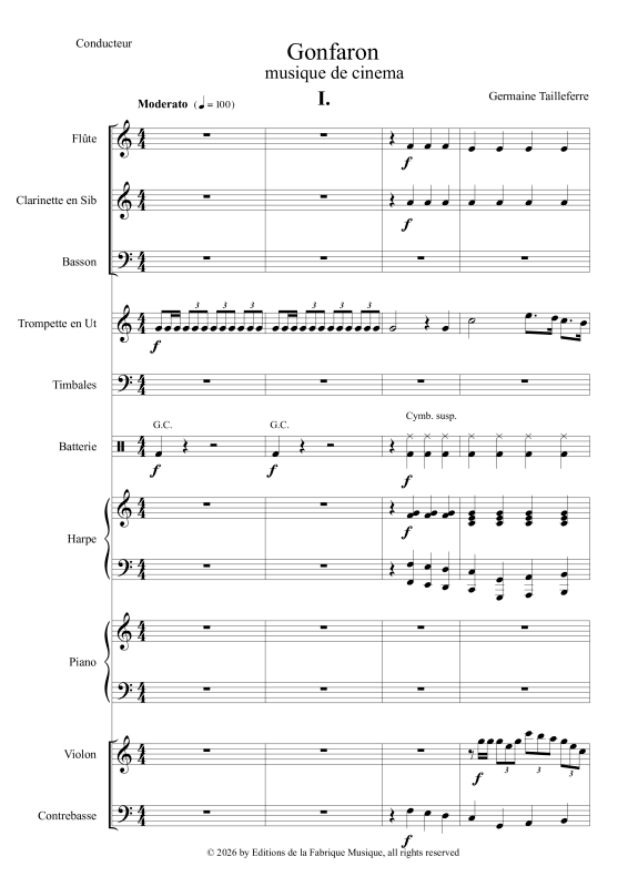 Produktgalerie: Seite 1 von 11 Gonfaron or Tante Chinoise et Les Autre, , Flöte, B-Klarinette, Fagott, Trompete in C, Pauken, Schlagzeug, Harfe, Klavier, Violine, Kontrabass