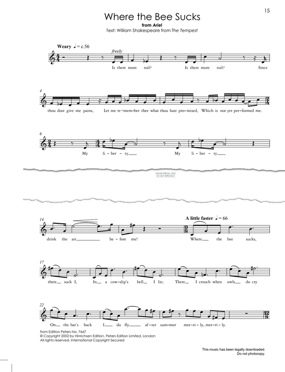 gallery: Where The Bee Sucks (from 'Ariel'), Jonathan Dove, Gesang