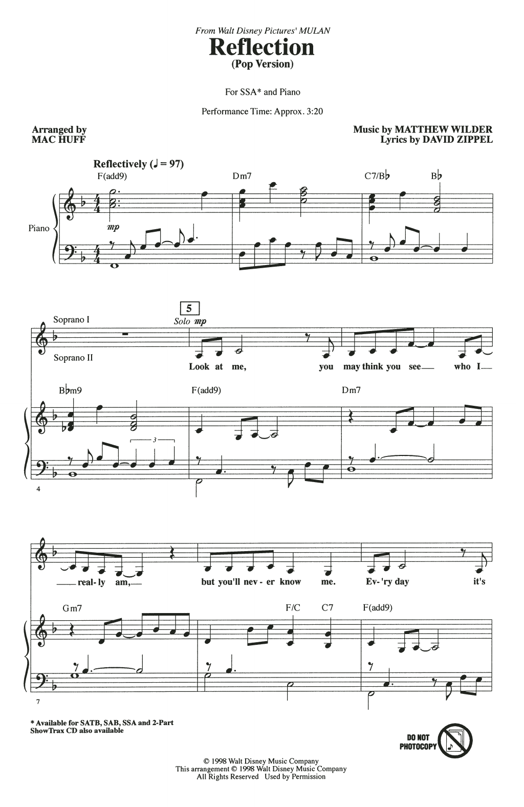 Produktgalerie: Seite 1 von 1 Reflection (Pop Version) (from Mulan) (arr. Mac Huff), Christina Aguilera, Chor
