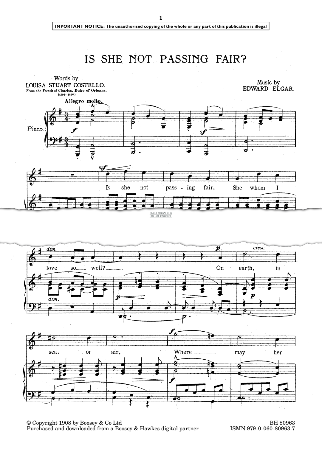 Produktgalerie: Seite 1 von 1 Is she not Passing Fair?, Edward Elgar, Gesang, Klavier