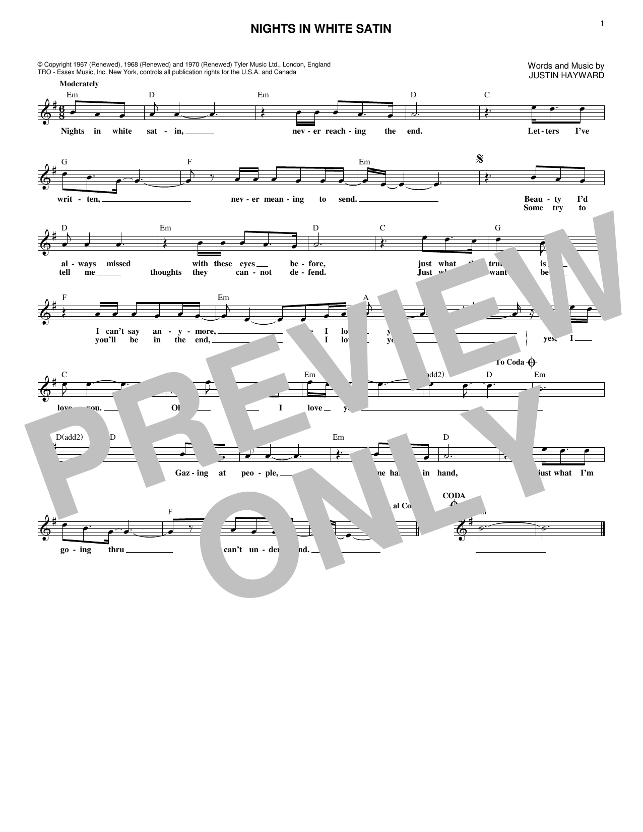 Produktbild zu: Nights In White Satin