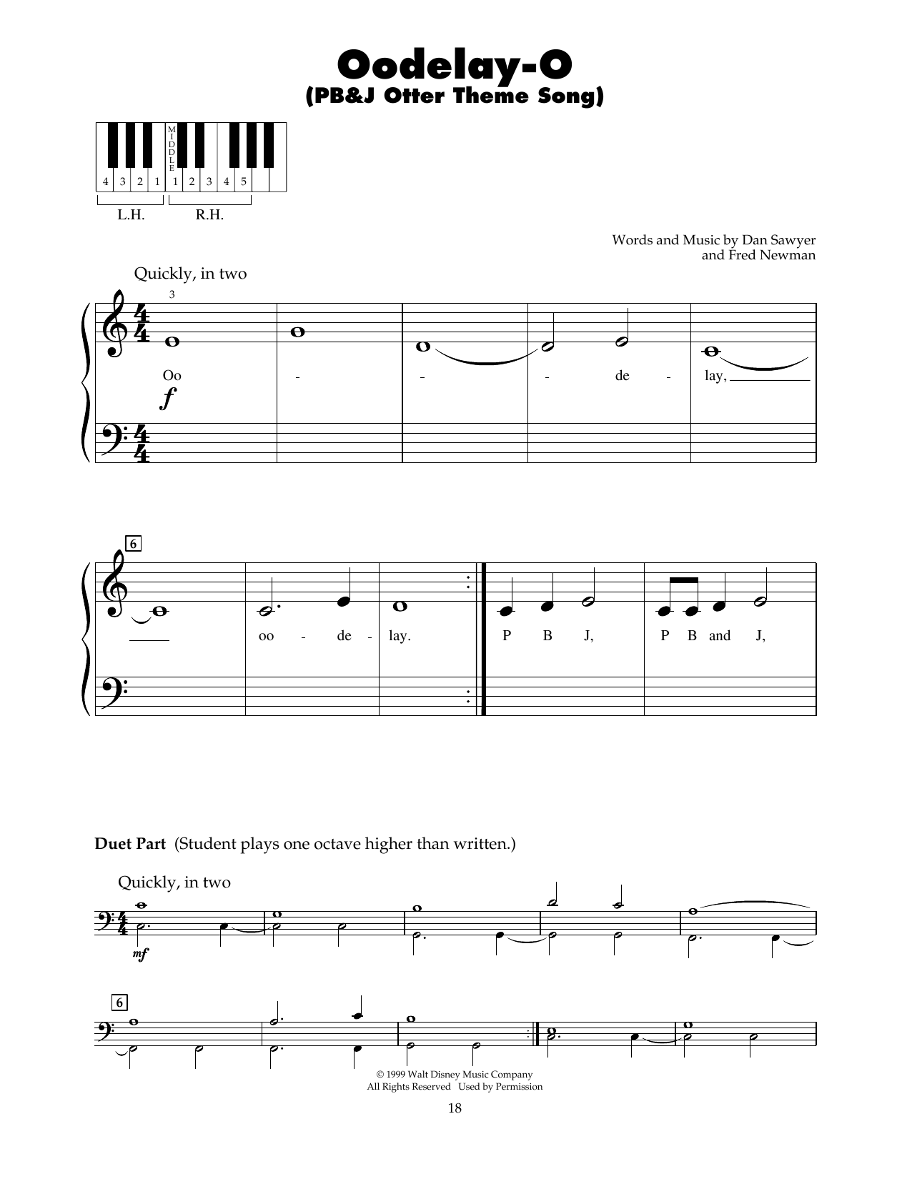 Produktgalerie: Seite 1 von 1 Oodelay-O (PB&J Otter Theme Song), Dan Sawyer, Klavier