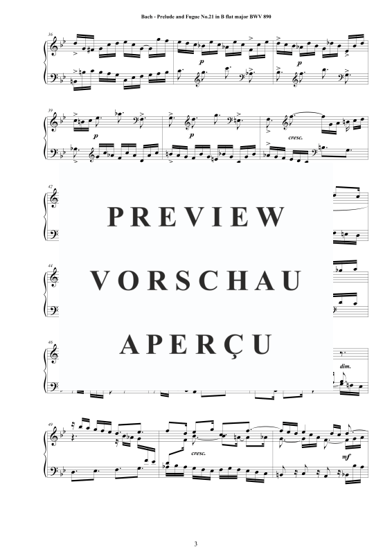 Product gallery: Page 4 of 9 Prelude and Fugue No. 21 in B flat major BWV 890, , Solo Piano