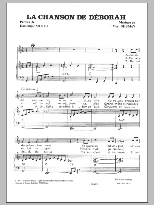 Product gallery: Page 1 of 1 Chanson De Deborah, Mort Shuman