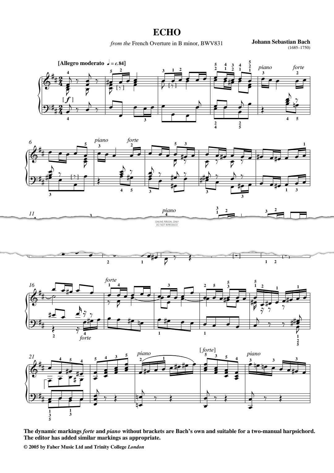 Produktgalerie: Seite 1 von 1 Echo (from 'French Overture In B Minor BWV831'), Johann Sebastian Bach, Klavier