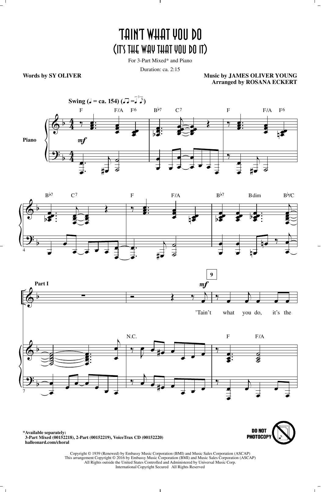 Product picture to: 'Tain't What You Do (It's The Way That Cha Do It) (arr. Rosana Eckert)