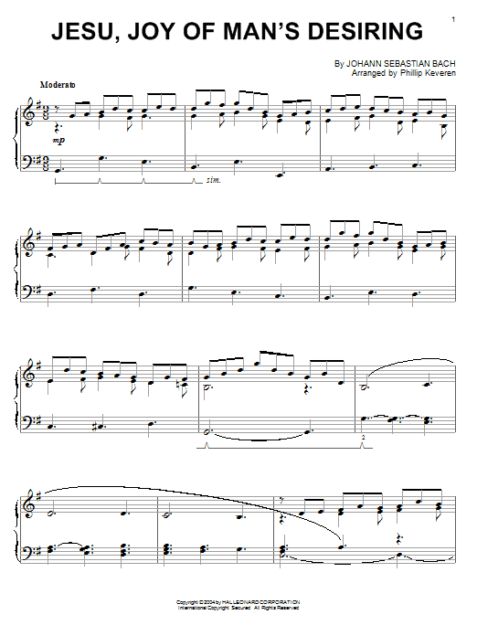 Produktgalerie: Seite 1 von 1 Jesu, Joy Of Man's Desiring (arr. Phillip Keveren), Johann Sebastian Bach, Klavier