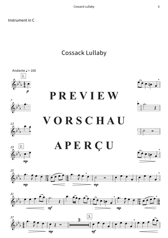 Produktgalerie: Seite 9 von 10 Cossack Lullaby , , (Melodieinstrument in C + Klavier)