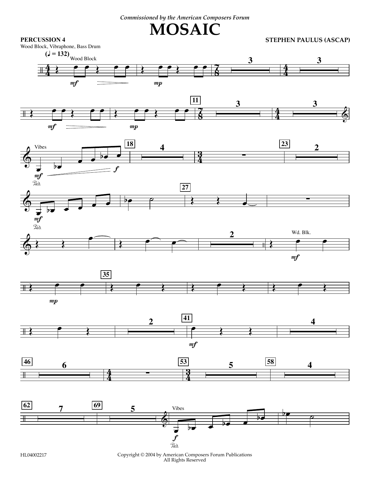 Produktgalerie: Seite 1 von 1 Mosaic - Percussion 4, Stephen Paulus, Ensemble