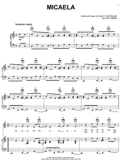 Produktgalerie: Seite 1 von 1 Micaela, Manny Rodriguez, Gesang, Gitarre, Klavier