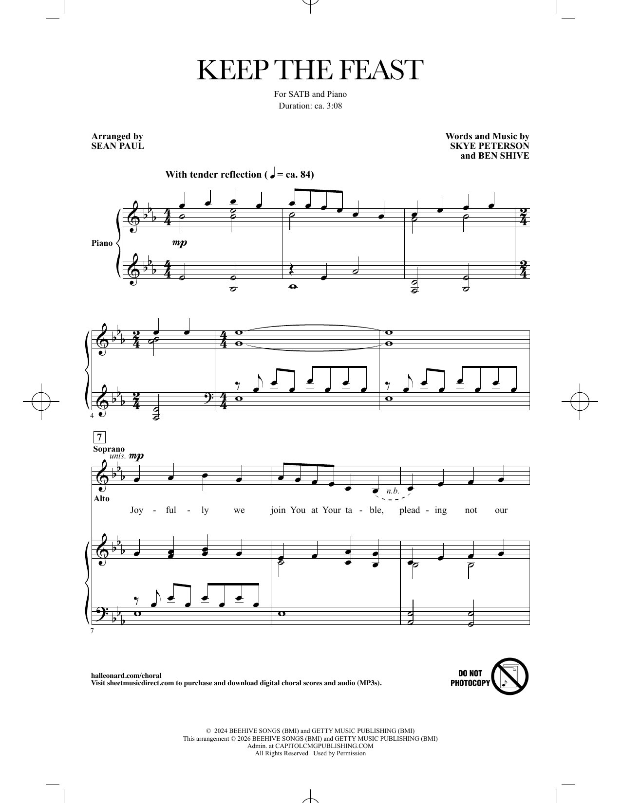 Product gallery: Page 1 of 1 Keep The Feast (arr. Sean Paul), Skye Peterson and Ben Shive
