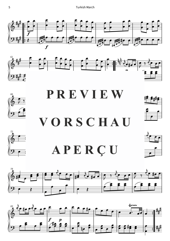 Produktgalerie: Seite 7 von 9 Turkish March - Alla Turca - Rondo from Piano Sonata No. 11, K. 331, , Klavier Solo