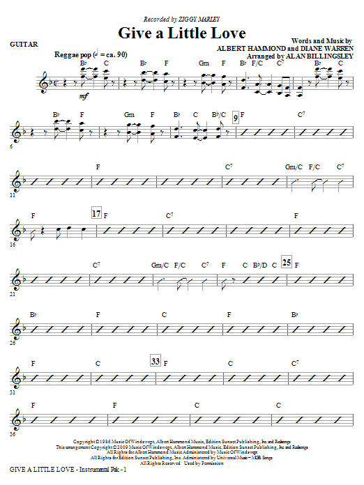Product picture to: Give A Little Love (arr. Alan Billingsley) - Guitar